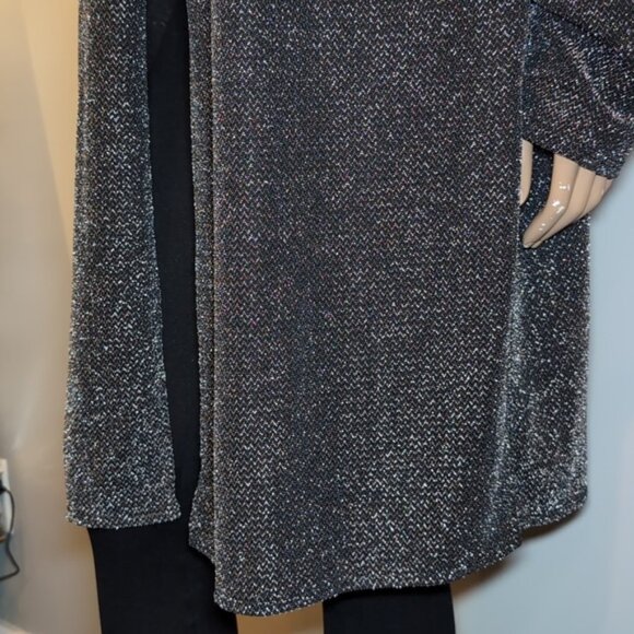 NEW Prospect Blvd Lurex Cardigan Metallic Side Slit Stretchy Open Front Evening - Picture 4 of 11